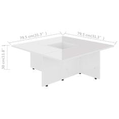 Vidaxl Konferenčný stolík lesklý biely 79,5x79,5x30 cm drevotrieska