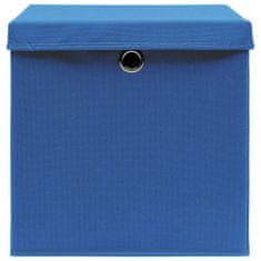 Greatstore Úložné boxy s vekom 4 ks, 28x28x28 cm, modré