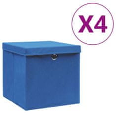 shumee Úložné boxy s vekom 4 ks, 28x28x28 cm, modré