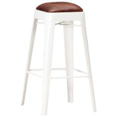 Vidaxl Barové stoličky 4 ks, biele, pravá koža