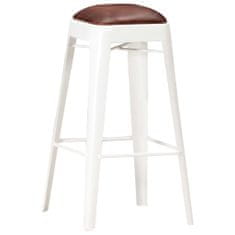 Vidaxl Barové stoličky 4 ks, biele, pravá koža