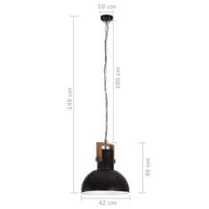 Vidaxl Industriálna závesná lampa 25 W čierna mangovník 42 cm okrúhla E27