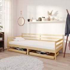 Vidaxl Denná posteľ so zásuvkami, 90x200 cm, masívne borovicové drevo