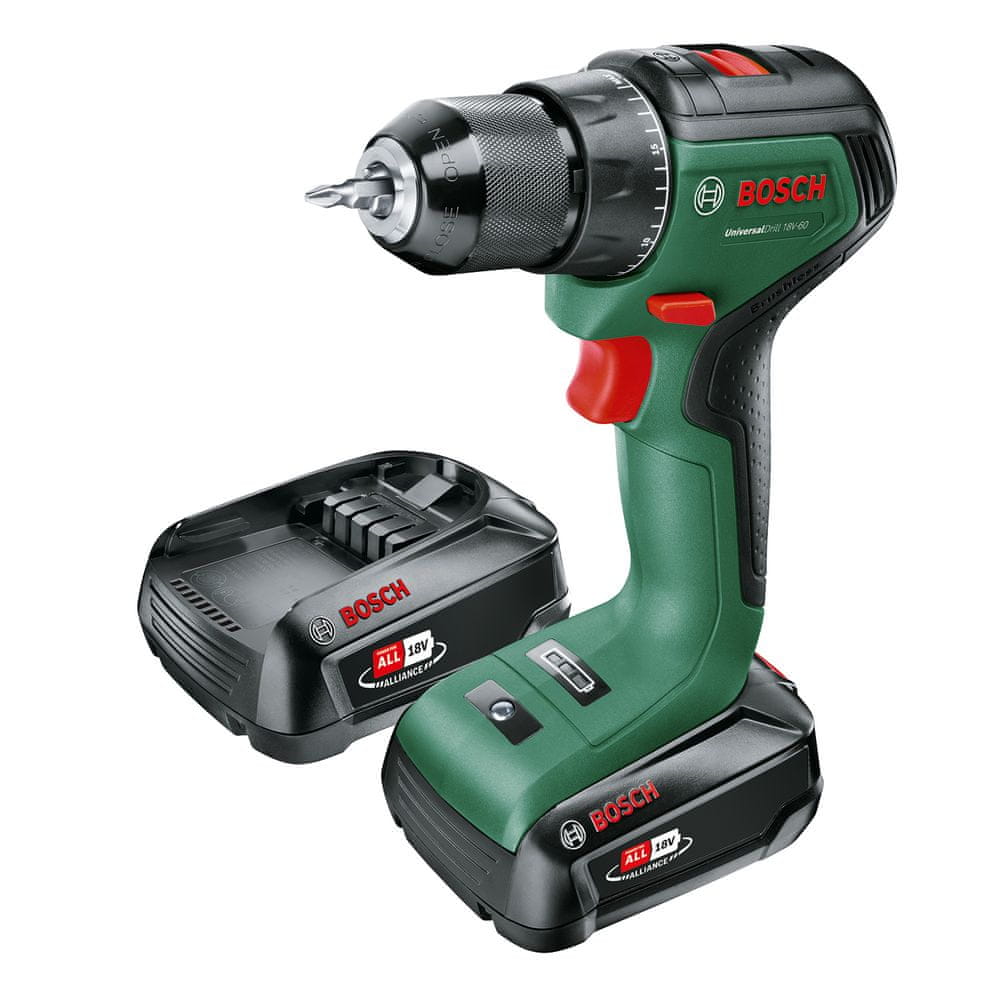 Bosch Aku skrutkovač UniversalDrill 18V-60 (2× 2,0Ah) + AL18V-20 (06039D7002)