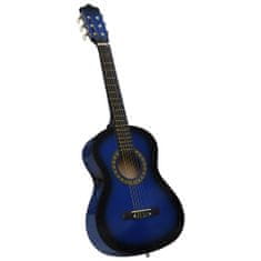 Vidaxl 8-dielna klasická gitarová sada pre začiatočníkov modrá 1/2 34"