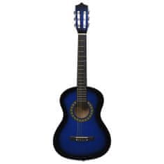 Vidaxl 8-dielna klasická gitarová sada pre začiatočníkov modrá 1/2 34"