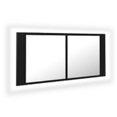 Petromila vidaXL LED kúpeľňová zrkadlová skrinka čierna 100x12x45 cm akryl