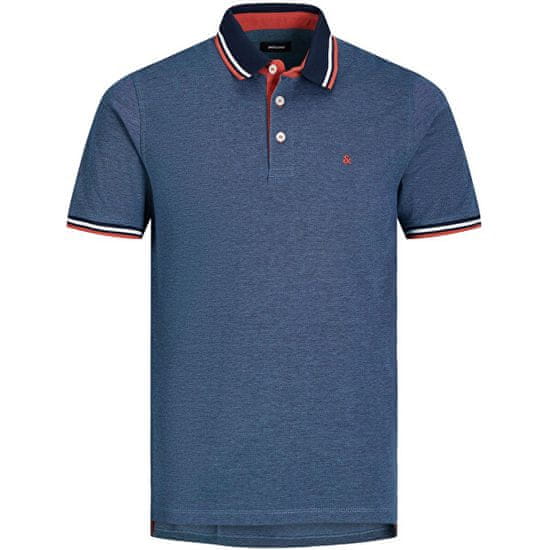 Jack&Jones Plus Pánske polo triko Slim Fit JJEPAULOS 12143859 Denim Blue