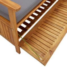 Vidaxl Záhradná úložná lavica s podložkou 170 cm, akáciový masív