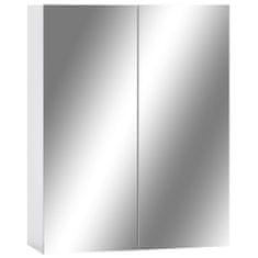 Vidaxl Kúpeľňová skrinka so zrkadlom, biela 60x15x75 cm, MDF