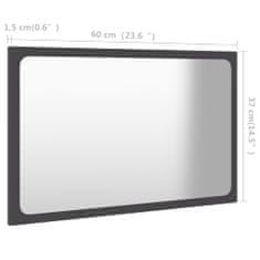 Vidaxl Kúpeľňové zrkadlo sivé 60x1,5x37 cm drevotrieska