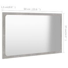 Vidaxl Kúpeľňové zrkadlo betónovosivé 60x1,5x37 cm drevotrieska