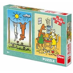 Pes a mačka: puzzle 2x48 dielikov