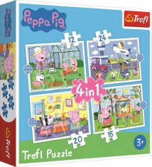 Puzzle: Prasátko Peppa 4v1: Vzpomínky na prázdniny (12,15,20,24 dílků)