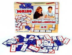 Domino sčítanie a odčítanie do 10 - stolová hra 60 ks v krabici
