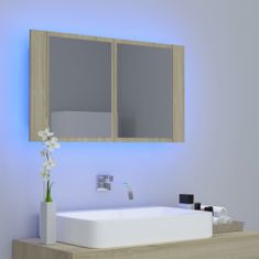 Petromila vidaXL LED kúpeľňová zrkadlová skrinka dub sonoma 80x12x45 cm akryl