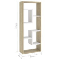 Vidaxl Nástenná polica biela a dub sonoma 36x16x90 cm drevotrieska