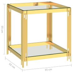 Vidaxl Konferenčný stolík zlatý 55x55x55 cm nehrdzavejúca oceľ a sklo