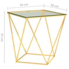 Vidaxl Konferenčný stolík, zlatý a priehľadný 50x50x55 cm, oceľ