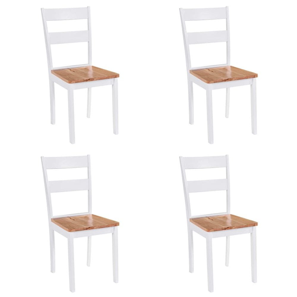 Petromila vidaXL Jedálenské stoličky 4 ks, biele, kaučukový masív