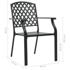 Vidaxl Stohovateľné vonkajšie stoličky 2 ks, oceľ, čierne