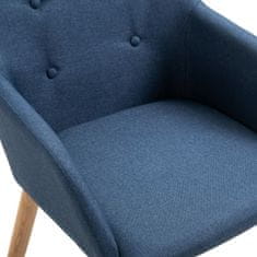 Vidaxl Jedálenské stoličky 4 ks, modré, látka a dubový masív