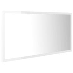 Vidaxl LED kúpeľňové zrkadlo vysoko lesklé biele 90x8,5x37 cm drevotrieska