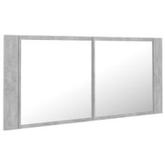 Vidaxl LED kúpeľňová zrkadlová skrinka betónovo-sivá 100x12x45 cm