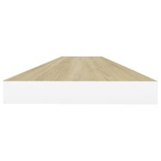 Vidaxl Plávajúce nástenné police 2 ks dub a biele 90x23,5x3,8 cm MDF