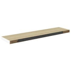 Vidaxl Plávajúce nástenné police 4 ks dub a biele 90x23,5x3,8 cm MDF