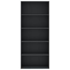 Vidaxl 5-poschodová knižnica sivá 80x30x189 cm drevotrieska