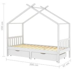 Vidaxl Detský rám postele so zásuvkami biely borovicový masív 90x200cm