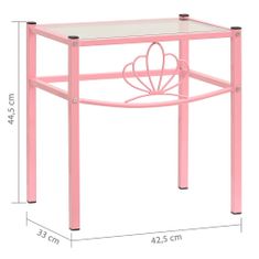 Vidaxl Nočný stolík ružový a priehľadný 42,5x33x44,5 cm kov a sklo