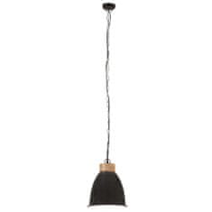 Vidaxl Industriálna závesná lampa čierna železo a masívne drevo 23 cm E27