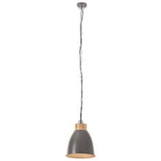 Vidaxl Industriálna závesná lampa sivá železo a masívne drevo 23 cm E27