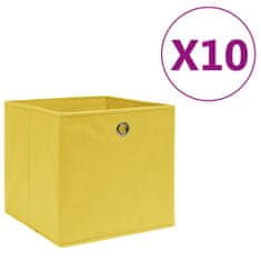 shumee Úložné boxy 10 ks, netkaná textília 28x28x28 cm, žlté