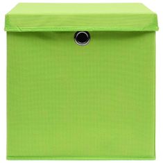 shumee Úložné boxy s vekom 10 ks, 28x28x28 cm, zelené