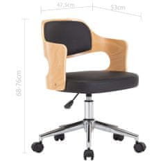Vidaxl Otočná kancelárska stolička čierna ohýbané drevo a umelá koža