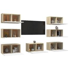 Vidaxl TV skrinky 7 ks biele a dub sonoma 30,5x30x60 cm drevotrieska