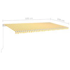 Vidaxl Automatická markíza, LED a senzor vetra 6x3,5 m, žltá/biela