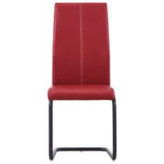 Vidaxl Jedálenské stoličky, perová kostra 4 ks, červené, umelá koža