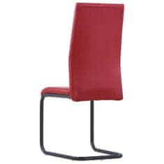 Vidaxl Jedálenské stoličky, perová kostra 4 ks, červené, umelá koža