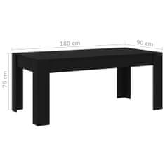 Vidaxl Jedálenský stôl, čierny 180x90x76 cm, drevotrieska