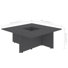 Vidaxl Konferenčný stolík sivý 79,5x79,5x30 cm drevotrieska