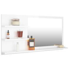 Vidaxl Kúpeľňové zrkadlo, lesklé biele 90x10,5x45 cm, drevotrieska