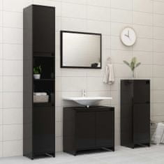 Vidaxl Súprava kúpeľňového nábytku, lesklá čierna, drevotrieska