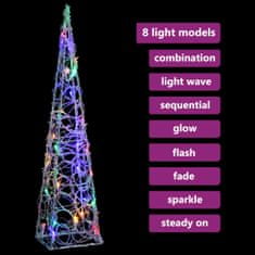 Vidaxl Akrylový dekoratívny svetelný LED kužeľ, farebný 60 cm