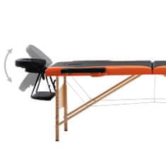Petromila  vidaXL Skladací masážny stôl, 2 zóny, drevo, čierno oranžový
