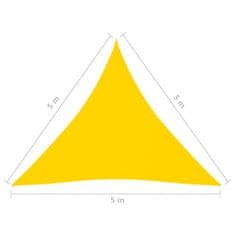 Vidaxl Tieniaca plachta oxfordská látka trojuholníková 5x5x5 m žltá