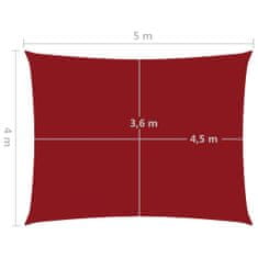 Vidaxl Tieniaca plachta, oxford, obdĺžniková 4x5 m, červená